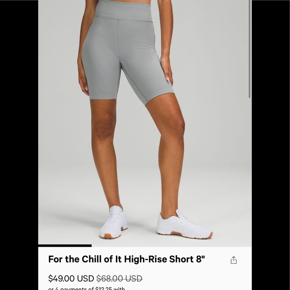 Lululemon for the chill of it high rise short 0 rhino grey 8” biker shorts